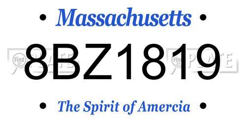 8BZ1819 Massachusetts License Plate