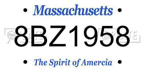 8BZ1958 Massachusetts License Plate