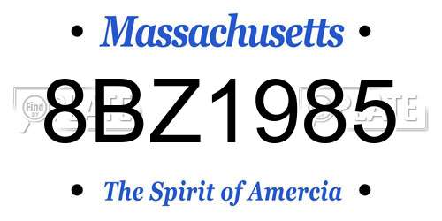 8BZ1985 Massachusetts License Plate