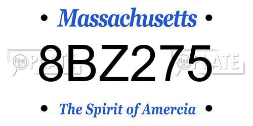 8BZ275 Massachusetts License Plate