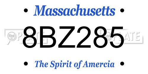 8BZ285 Massachusetts License Plate