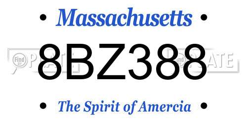 8BZ388 Massachusetts License Plate