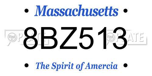 8BZ513 Massachusetts License Plate