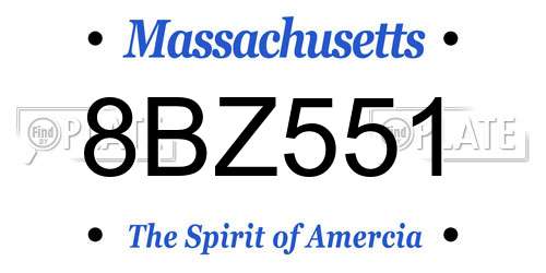 8BZ551 Massachusetts License Plate