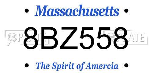 8BZ558 Massachusetts License Plate