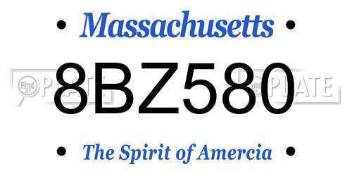 8BZ580 Massachusetts License Plate