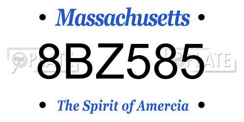 8BZ585 Massachusetts License Plate