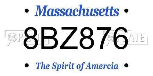 8BZ876 Massachusetts License Plate