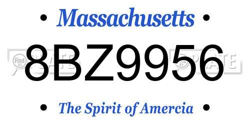 8BZ9956 Massachusetts License Plate