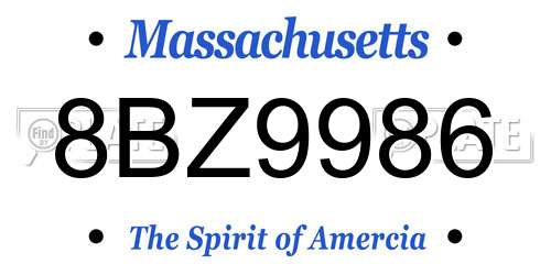 8BZ9986 Massachusetts License Plate
