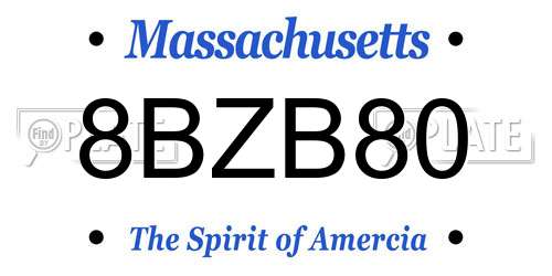8BZB80 Massachusetts License Plate