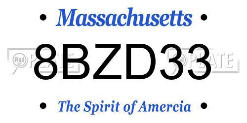 8BZD33 Massachusetts License Plate