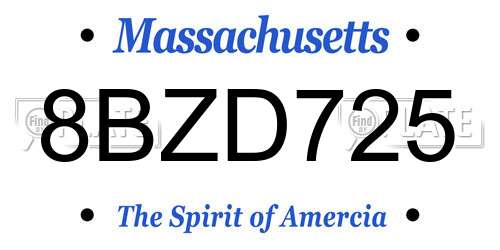 8BZD725 Massachusetts License Plate