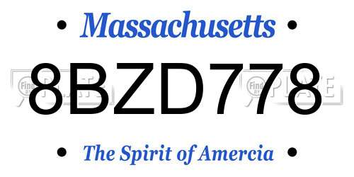 8BZD778 Massachusetts License Plate