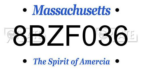 8BZF036 Massachusetts License Plate