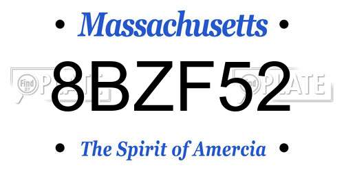 8BZF52 Massachusetts License Plate