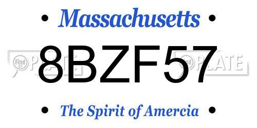 8BZF57 Massachusetts License Plate