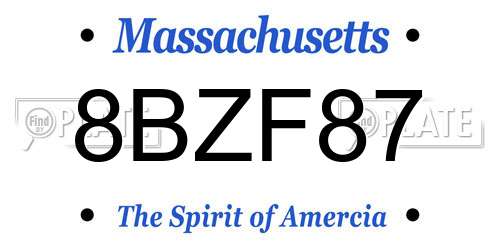8BZF87 Massachusetts License Plate