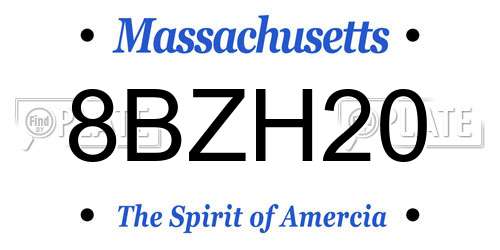 8BZH20 Massachusetts License Plate