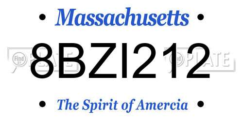 8BZI212 Massachusetts License Plate