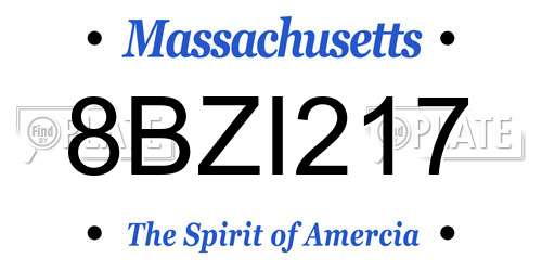 8BZI217 Massachusetts License Plate