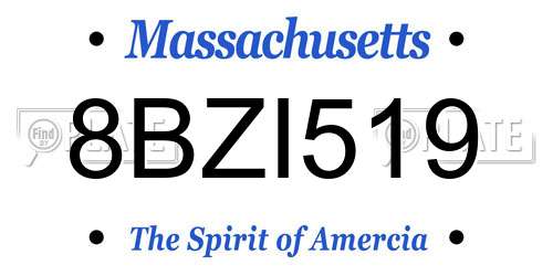 8BZI519 Massachusetts License Plate