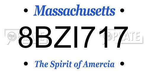 8BZI717 Massachusetts License Plate