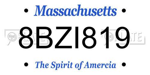 8BZI819 Massachusetts License Plate