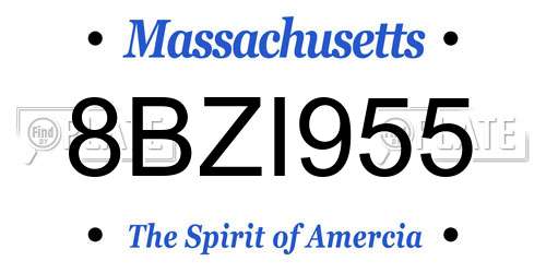 8BZI955 Massachusetts License Plate