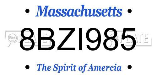 8BZI985 Massachusetts License Plate