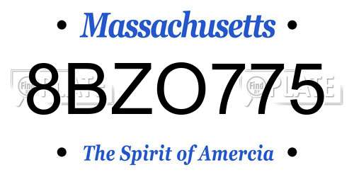 8BZO775 Massachusetts License Plate