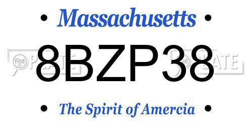 8BZP38 Massachusetts License Plate