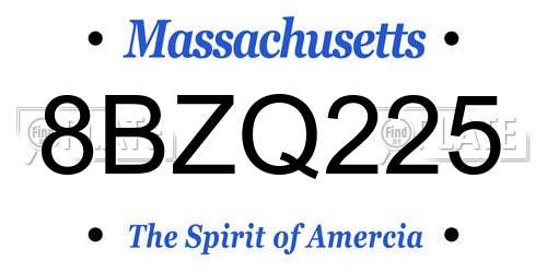 8BZQ225 Massachusetts License Plate