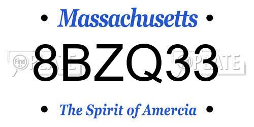 8BZQ33 Massachusetts License Plate