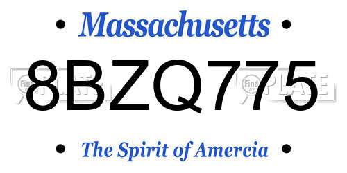 8BZQ775 Massachusetts License Plate