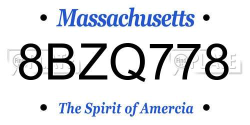 8BZQ778 Massachusetts License Plate