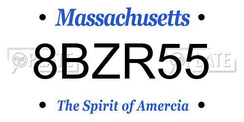 8BZR55 Massachusetts License Plate