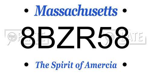 8BZR58 Massachusetts License Plate