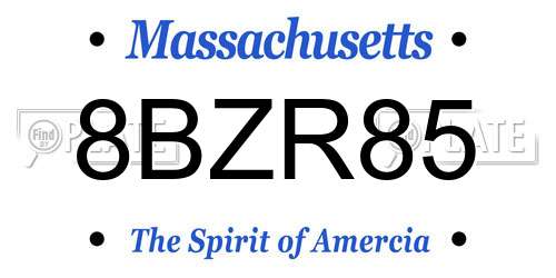 8BZR85 Massachusetts License Plate