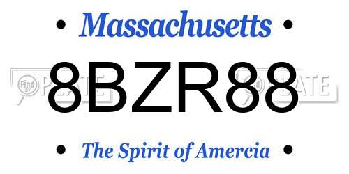 8BZR88 Massachusetts License Plate