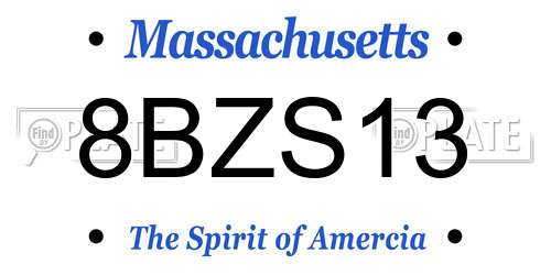 8BZS13 Massachusetts License Plate