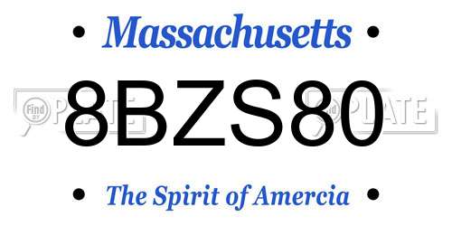 8BZS80 Massachusetts License Plate