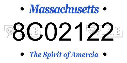 8C02122 Massachusetts License Plate