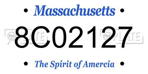 8C02127 Massachusetts License Plate