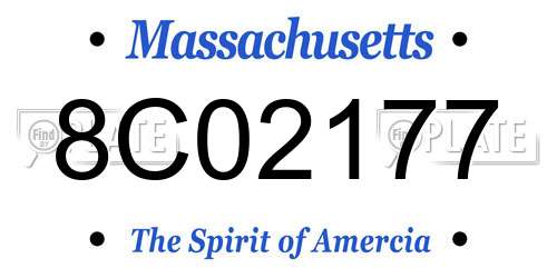 8C02177 Massachusetts License Plate