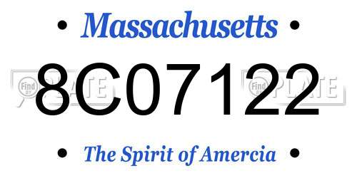 8C07122 Massachusetts License Plate