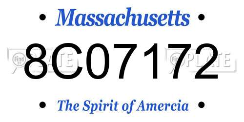 8C07172 Massachusetts License Plate