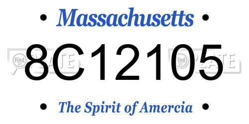 8C12105 Massachusetts License Plate