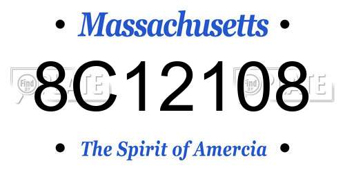 8C12108 Massachusetts License Plate