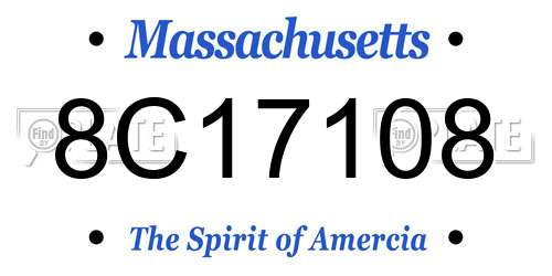 8C17108 Massachusetts License Plate